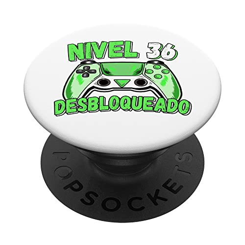 Nivel 36 Desbloqueado Gamer 36 Años 36 Cumpleaños PopSockets PopGrip Intercambiable