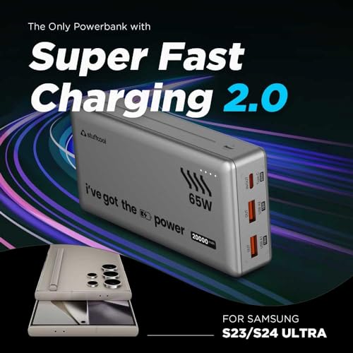 Stuffcool Major Ultra 65W PD Super Fast Charging 20000mAh Laptop Powerbank Supports Super Fast Charging 2.0, Charges macbooks, laptops, DSLRs and Gaming Console 4 41h tqLATQL