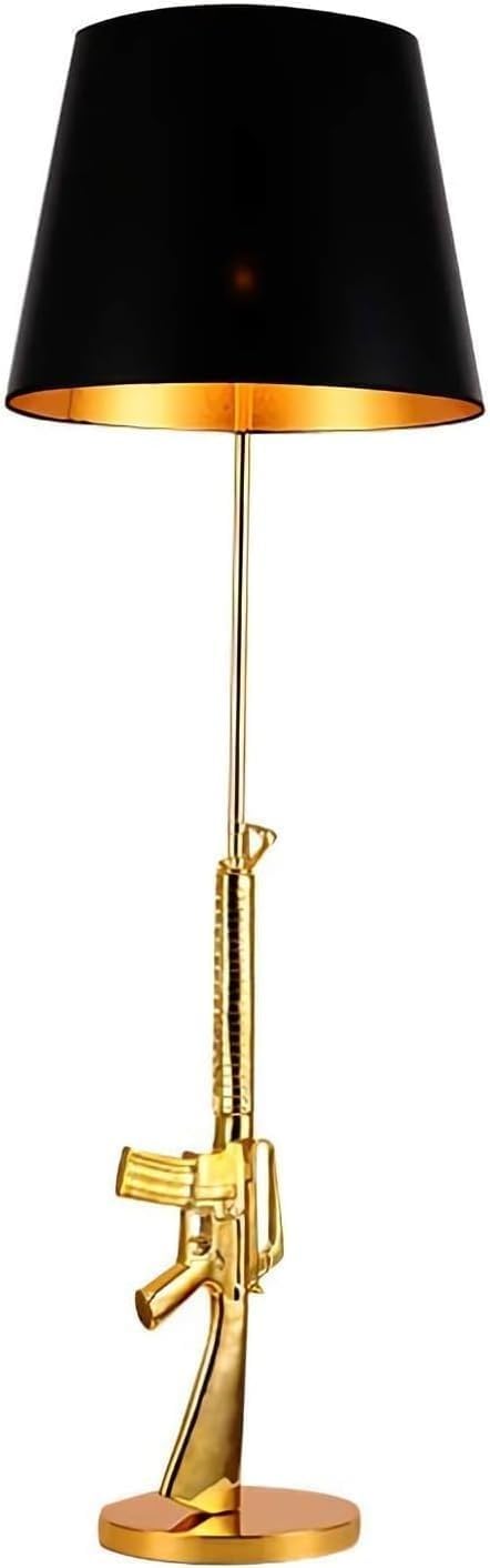 Lampada da scrivania a forma di pistola dorata, luce notturna, moderna e accattivante, ideale per camera da letto, hotel, soggiorno, camera degli ospiti e cameretta dei bambini. Lampada AK (lampada a