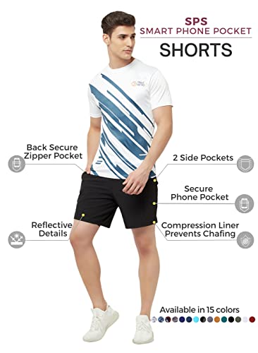 Image of TRUEREVO - 2 in 1 Running Sports Shorts for Men with Mobile Phone Pocket - Quick Dry & Lightweight Moisture-Wicking Active Wear, Gym Shorts for Men Workout - Double Layer Half Pant with Inner Tights