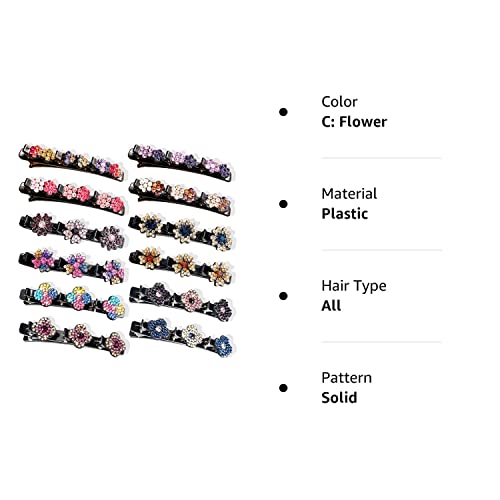 12Pcs Sparkling Crystal Stone Braided Hair Clips For Women And Girls, Easily Braided Hair Clips Hair Bands, Shiny Rhinestone Hair Clip, Chopped Hairpin Duckbill Clips #TOP6