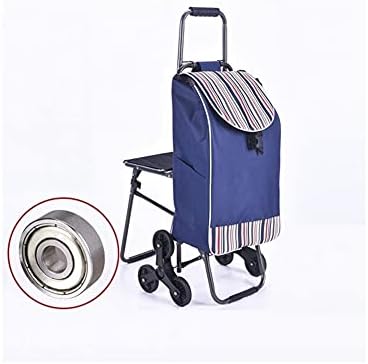 Carrito de compras plegable con bolsa impermeable, marco de acero, carrito de compras, carrito de escalera, bolsa de almacenamiento para compras,