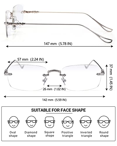 Teraise Frameless Metal Reading Glasses For Men/Women Blue Light Blocking -Rimless Fashion Comfortable Computer Eyeglasses #TOP4