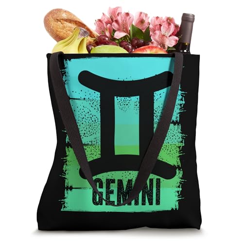 Bolso tote verde para mujer con símbolo de Géminis, nacida en mayo o junio miniatura 4