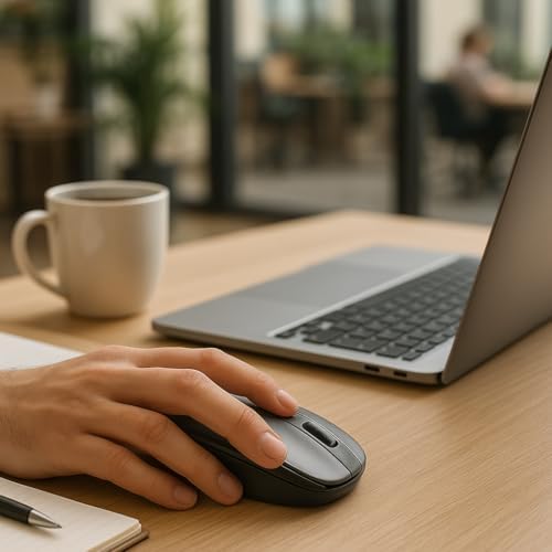 2.4 GHz Kablosuz Mouse – Sessiz Tıklama, Ergonomik Tasarım, Yüksek Hassasiyet, USB Alıcılı, Ofis ve Ev Kullanımına Uygun Dizüstü Bilgisayar Mouse - Siyah - Görsel 5