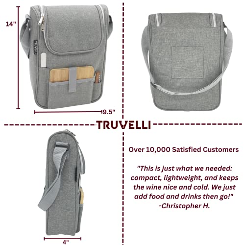 Plush Picnic Premium Wine Bag, Insulated 2 Bottle Wine Carrier Tote, Wine And Cheese Cooler Bag, Great Gifts For Wine Lovers (Heather Grey) #TOP3