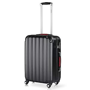 MONZANA® Koffer Baseline Handbagage ABS Hardcase Rubberen Wielen Telescopisch Handvat Cijferslot Reistas Trolley Zwart L