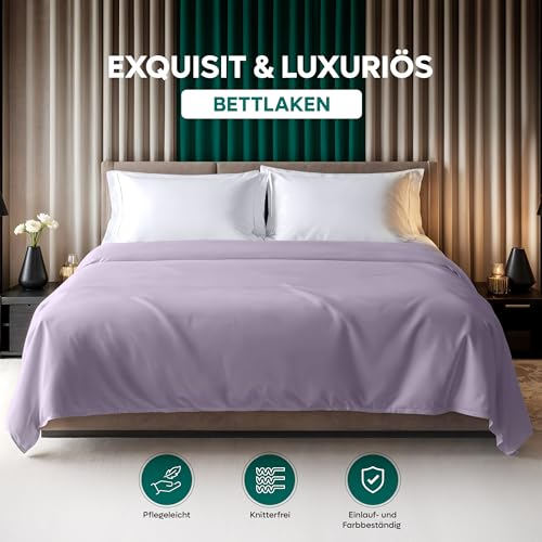 Utopia Bedding - Bettlaken ohne Gummizug - 270x290cm - Lavendel – Ansicht 2