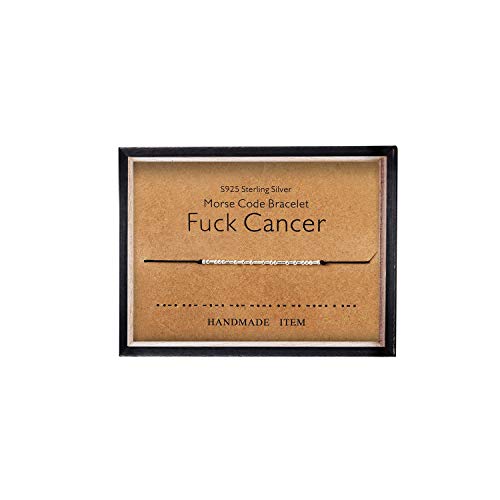 Morse code Bracelet Cancer Sterling Silver Beads on Silk Cord Gift for women Girls