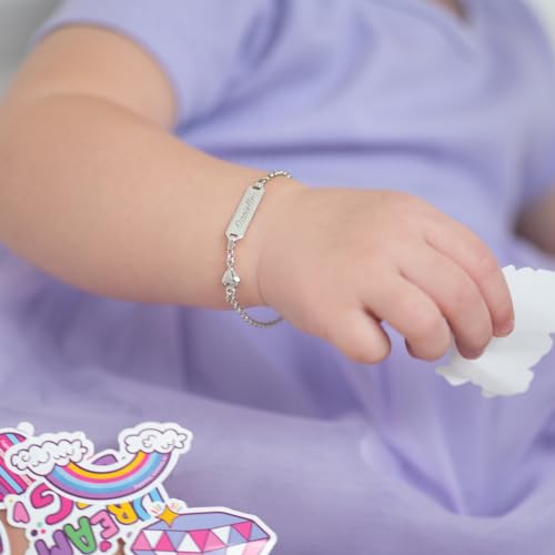 925 Sterling Silver Adjustable Heart Tag ID Bracelet for Toddlers & Young Girls - Engravable Name Bracelet for Children - Fun Personalize-able Bracelet for Kids2