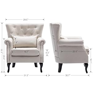   chairus-Mid-Century-Modern-Accent-Chair-Comfy-Tufted-Single-Sofa-Chair-Wingback-Armchair-with-Pillow-for-Club-Living-Room-Bedroom-Linen-Beige