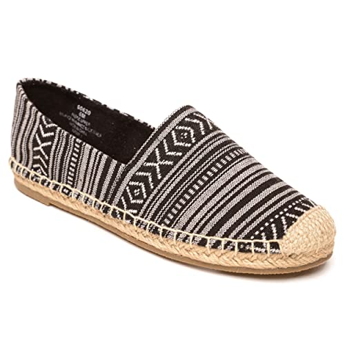 Minnetonka Women’s Pam Espadrille - Handcrafted with Microsuede Fabric Lining, MinnFLEX Rubber Outsole, Elastic Gore, Patterned Fabric Upper, and Cushion Insole