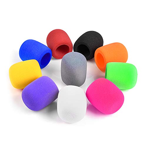 Dylan EU 10 Piezas Protector Micrófono de Espuma Lavable Cubiertas Micrófono de Esponja Super Grueso Micrófono Parabrisas para Micrófonos Grabación KTV   10 Colores