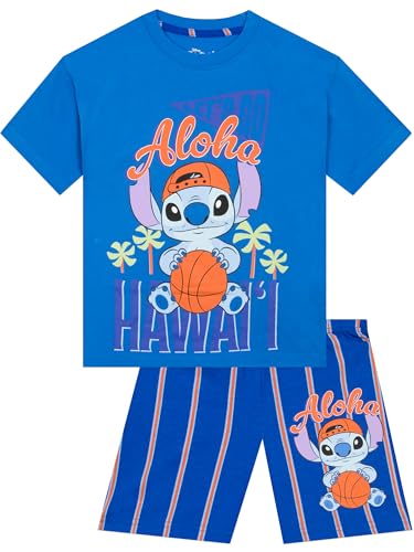 Disney Lilo and Stitch Pyjama Enfant Garçon Ensemble Court Pyjama Garcon Été T-Shirt Short, 6-7 Ans