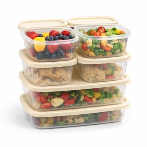 Image of Vasukie Fridge Storage Containers, Fridge Storage Box Kitchen Containers Keep Fruits Vegetables Fresher, Leakproof, Stackable, Clear Kitchen Storage Containers (Pack of 8)