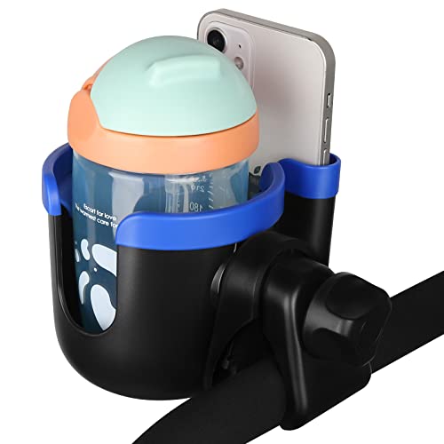 Image of Accmor Stroller Cup Holder with Phone Holder, Bike Cup Holder, Universal Cup Holder for Uppababy Nuna Doona Strollers, 2-in-1 Cup Holder for Walker, Wheelchair, Scooter