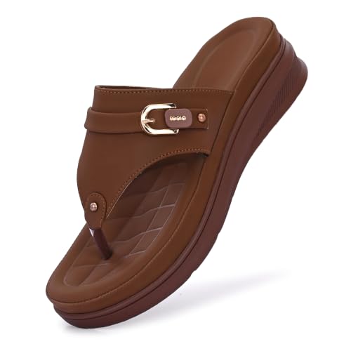 Image of Moshun Women's Thong Sandals /Flip-Flops | Bounce Back Technology with Arch Support | Women Footwear for Office| Doctor Sandal | Orthopaedic Sandal for Office, Travel & Outdoor