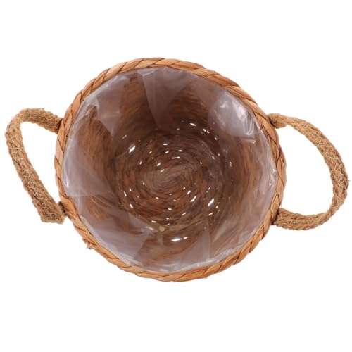 ANDRESLAD Cesta Tejida a Mano para Plantas de Casa Jardinera Decorativa de 20 Cm Cesta de Almacenamiento Natural para Macetas para Jardín y Decoración Interior