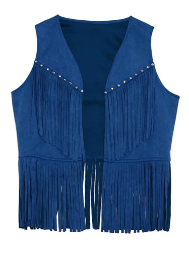 Kids Cowboy Cowgirl Vest Faux Suede Fringe Cardigan Dance Outerwear Jacket3