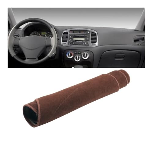 Tapis de tableau de bord marron anti-reflet et anti-dérapant pour Hyundai Accent 2006-2011