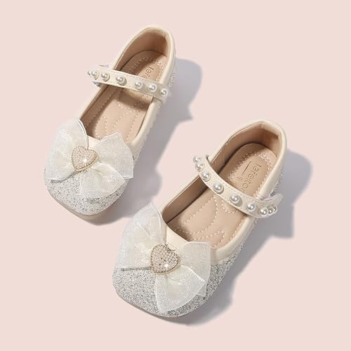 IWIHMIV Girls Flat Princess Shoes Girls Sequins Princess Dress Shoes for Toddler Little Kid Flower Wedding Party Shoes2