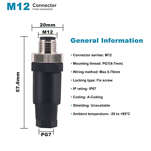 Conector de Aviación M12 4 Pines Macho Pack x4 miniatura 4