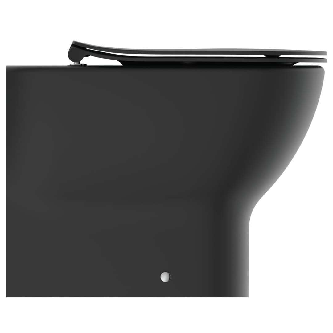 Ideal Standard - Tesi, WC a terra filo parete universale Aquablade, Copriwater sottile con chiusura rallentata, Nero seta