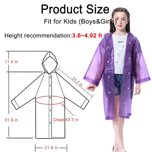 Image of Rain Ponchos Raincoats for Kids, 2 Packs Rain Coats Jacket Reusable with Hood for Boys Girls Disney Hiking Camping Outdoor