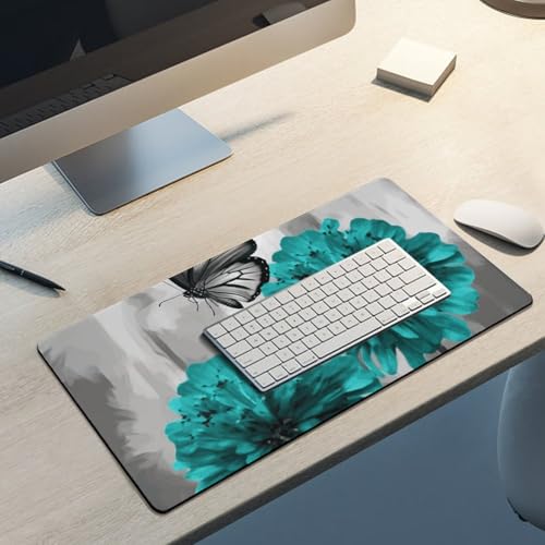 Tapis de souris de jeu base antidérapante et surface imperméable grand format gris sarcelle
