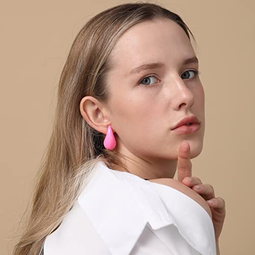 Image of Apsvo Chunky 14K Gold Plated Hoop Earrings for Women, Lightweight Waterdrop Hollow Open Hoops, Hypoallergenic Dupes Earrings