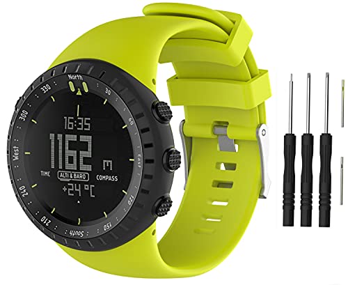 BoLuo Correa para Suunto Core All Black,Bandas Correa Repuesto,Correas de Reloj,Silicona Reloj Recambio Brazalete Correa Repuesto Strap Wristband para Suunto Core All Black Watch Accessories (limón)