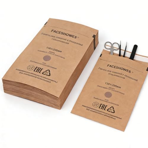100pcs Self-Sealing Sterilization Bags- Autoclave Kraft Paper Cleaning Bags for Dry Heat Sterilizers Nail Tools & Manicure Nail Art Supplies (5.1x7.9inch)