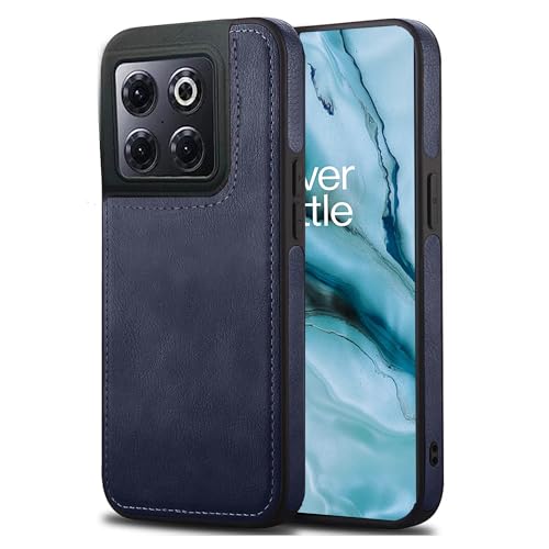 Image of Leather Case for OnePlus 10T Premium Protective Stylish Slim Cover with Shockproof Raised Edges Blue
