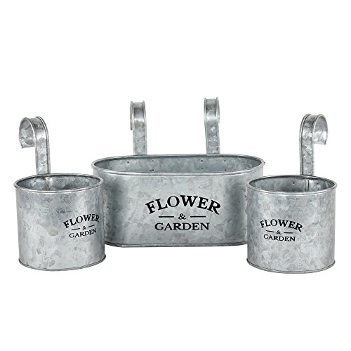 Zeitzone Blumentopf-Set Zink – 3 Stück, Vintage-Look, Mit Ablaufloch & Gummistopfen, Ca. 12,5 Cm