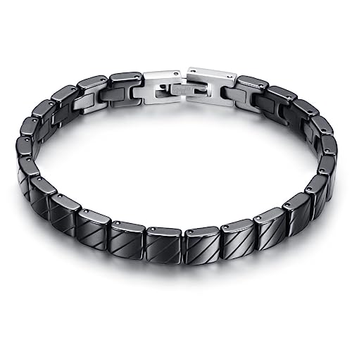 WUUISDNX Femmes Bracelet en Céramique Chaînes Géométriques Bracelet Simple À La Mode Décor Ornements Bijoux Rencontres Décorations d'anniversaire, Le Noir