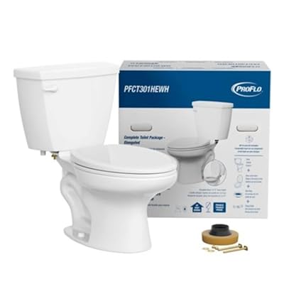 PROFLO PFCT301HE Complete 1.28 GPF Two Piece Elongated Toilet with Left Hand Lever - 15-3/4" Tall Bowl - White