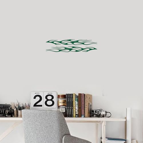 Image of Flame Stripe Racing 4 (Green) (Set of 2) Premium Waterproof Vinyl Decal Stickers for Laptop Phone Accessory Helmet Car Window Bumper Mug Tuber Cup Door Wall Decoration
