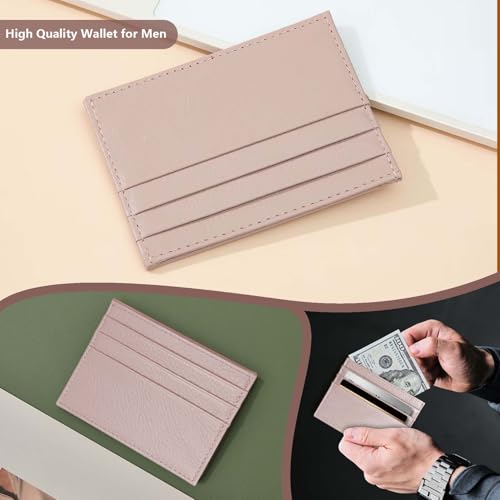 Image of M-Plateau Super Slim Genuine Leather Credit Card Wallet | Card Holder, Small Wallet for Man and Women with 6 Card Slots and 1 Pocket (Apricot)