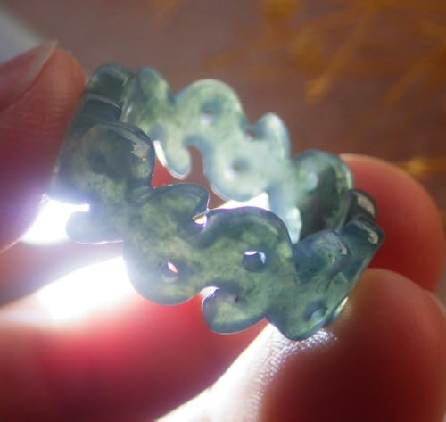 Certified Blue Water A JADE Jadeite $ Money RING USA. 6.75 戒指 690831 AS3