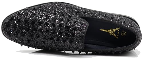Image of SPK16 Men's Vintage Spike Dress Loafers Slip On Fashion Shoes Classic Tuxedo Dress Shoes