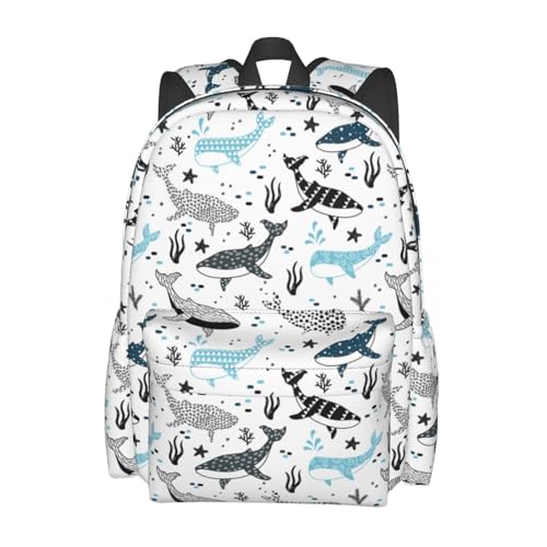Whales Backpack for Women Men Work Travel Laptop backpacks Mesh Carry on Backpack Casual Daypack for Hiking Camping Climbing Gifts