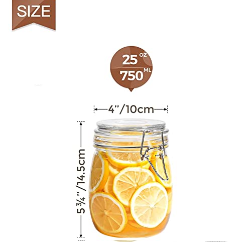 Image of Glass Storage Jars with Clip Lid, Round Clip Top Glass Jar, Clear Airtight Food Storage Container, Canisters for Dry Food Coffee Beans Cereal Spice Sugar Pasta, Round, 750ml, Pack of 1