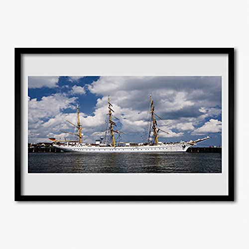 Affiche encadrée 100x70 Tulup cadre MDF pour salon paysage bateau