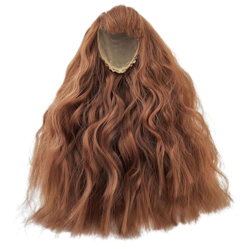 1/6 bjd Wig Head Circumference 6-7inch(16-17cm) high Temperature Fiber Instant Noodles with Full Bangs Brown Hair