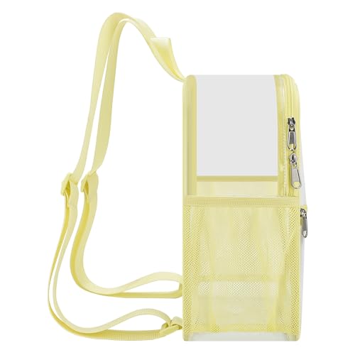 Image of Oraben Clear Backpack for Stadium Events Stadium Backpack Waterproof 12x6x12 Clear Bag for Adult Concert Sports Work (Nylon Shoulder Straps, Yolk Yellow)