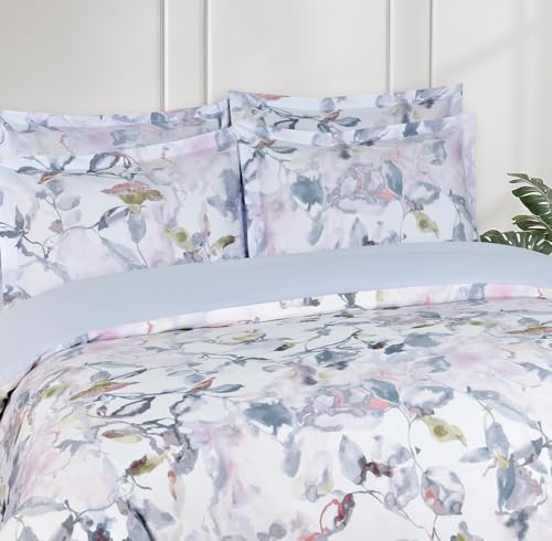 Majestic Giftware Madison Linen 4 Pcs Full Size Duvet Bedding Set (BL510-F-4pcs) Lavander Loom 400 TC 100% Cotton Sateen | 1 Fitted Sheet, 1 Duvet, 2 Pillowcases - Noble Collection