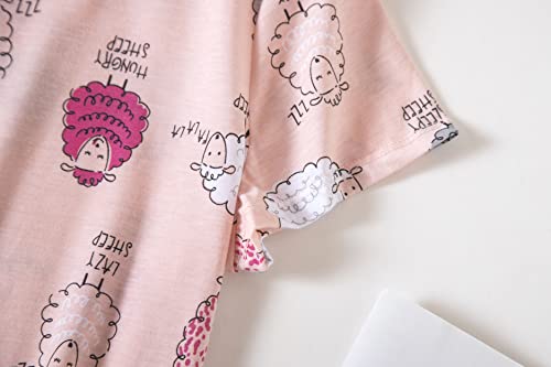 Inadays Women's Cotton Nightgown Sleepwear Short Sleeves Nightshirt Casual Print Sleepdress Loose Comfy Pajama4