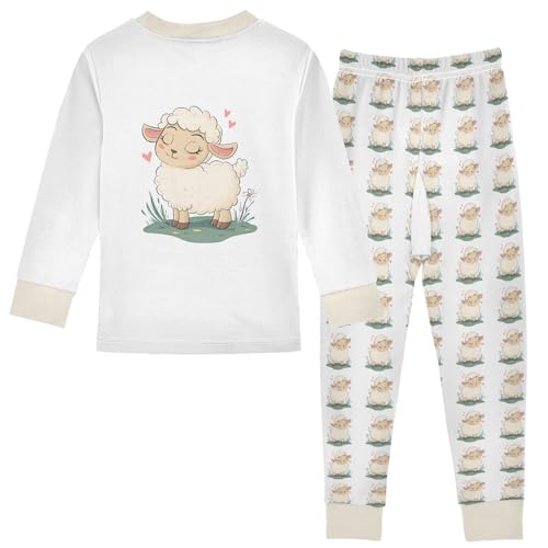 Cartoon Pajamas Set Cute Sheep Long Sleeve PJs Cotton Jammies Sleepwear Top and Pants Multicolor2