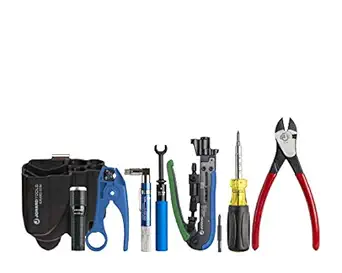 Jonard Tools TK-86 Universal Coax 8 Piece Tool Kit with Compression Tool, Screwdriver, Coax Stripper, LED Flashlight, Continuity Tester, Pliers, Torque Wrench, and Tool Pouch