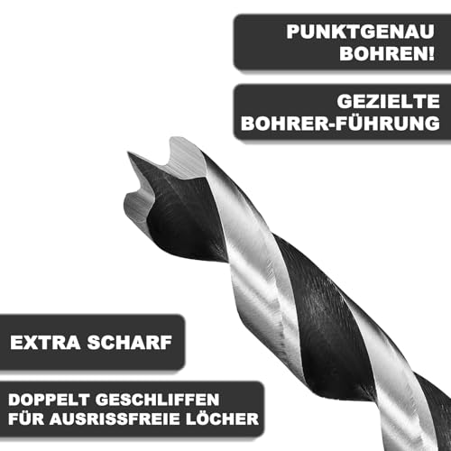 Foonary Holzbohrer Set Lang 300mm Balkenbohrer Schalungsbohrer Auger Drill Bits Lochsäge Holz Fasen Spiralform für Präzise Bohrungen für Metall Holzwork Plastik Alulegierung (4/5/6/7/8/10/12 mm)